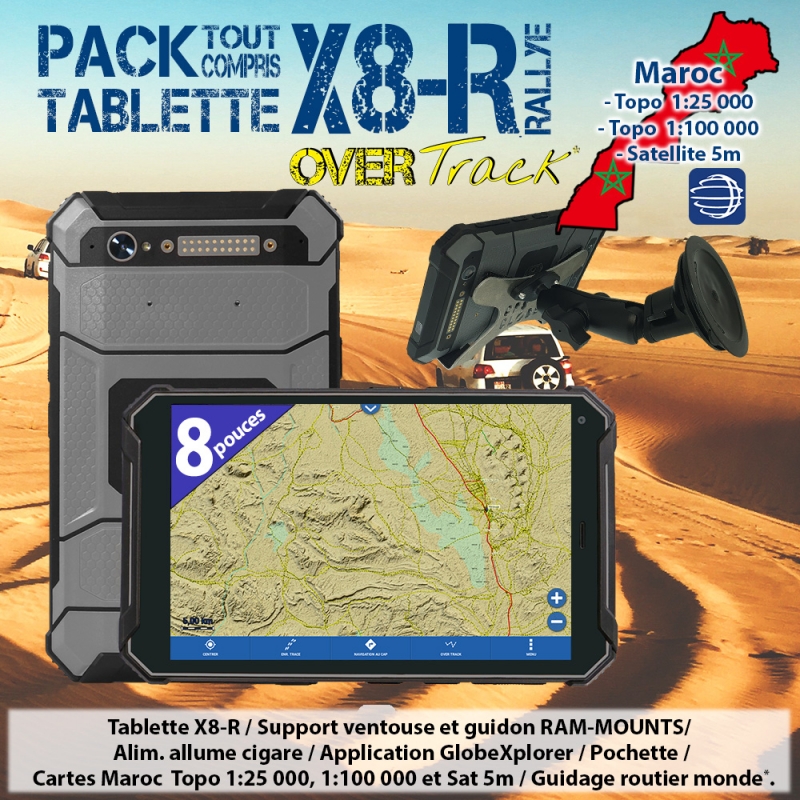 Pack tout compris Maroc Tablette GPS tout terrain pour Quad moto SSV