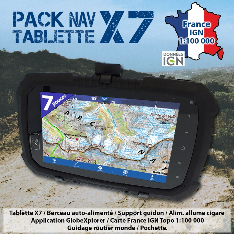 Pack Navigation Tablette Globexplorer 7 pouces Android antichocs et étanche